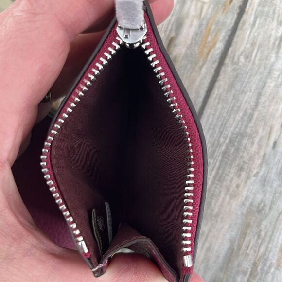 Coach Card Holder Wallet In Signature Canvas With Bow Print Bag Purse - Picture 10 of 17